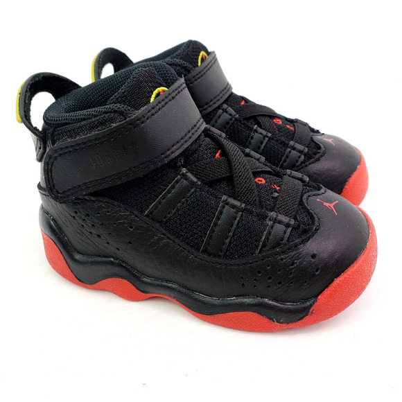 Nike Air Jordan 6 Rings TD Toddler Size 5c Black University Red Sneaker Shoes - Picture 1 of 10